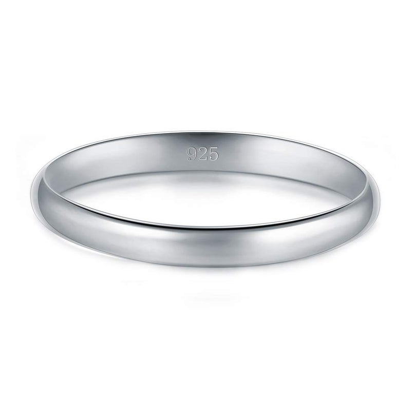 BORUO 925 Sterling Silver Ring High Polish Plain Dome Tarnish Resistant Comfort Fit Wedding Band 2mm Ring Size 9.5 - Image 3